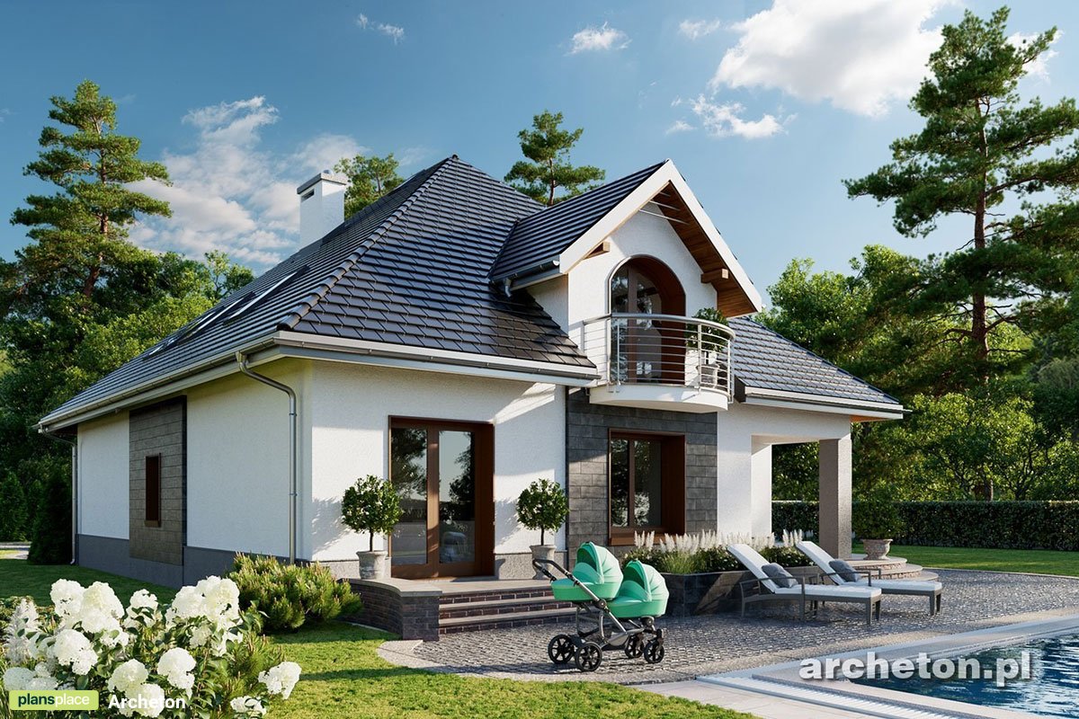 House Plan with 3 Dormers, 3 Balconies and 2-Car Garage