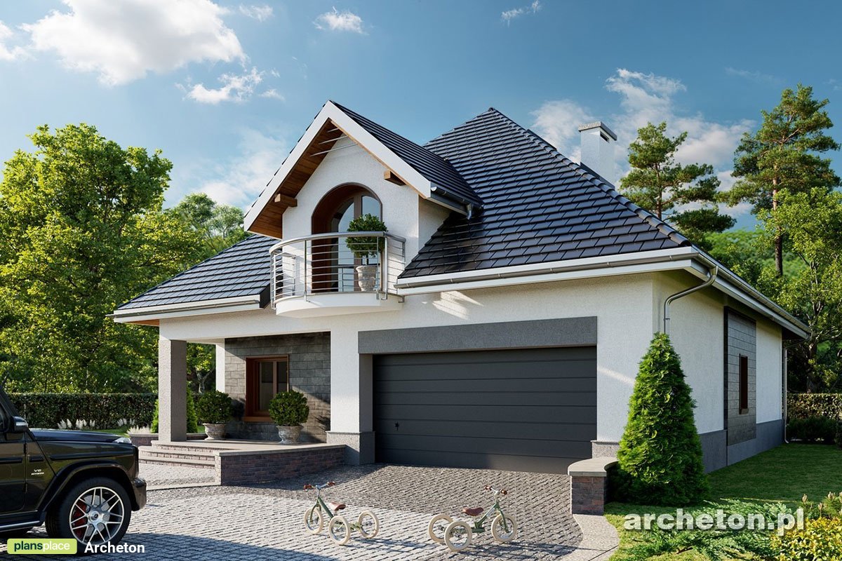 House Plan with 3 Dormers, 3 Balconies and 2-Car Garage