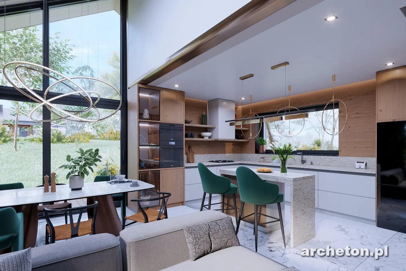 Vieno aukšto namo projektas 103 m²: 3 Miegamieji, Darbo kambarys, 2 Vonios, Atvira virtuvė, be Garažo