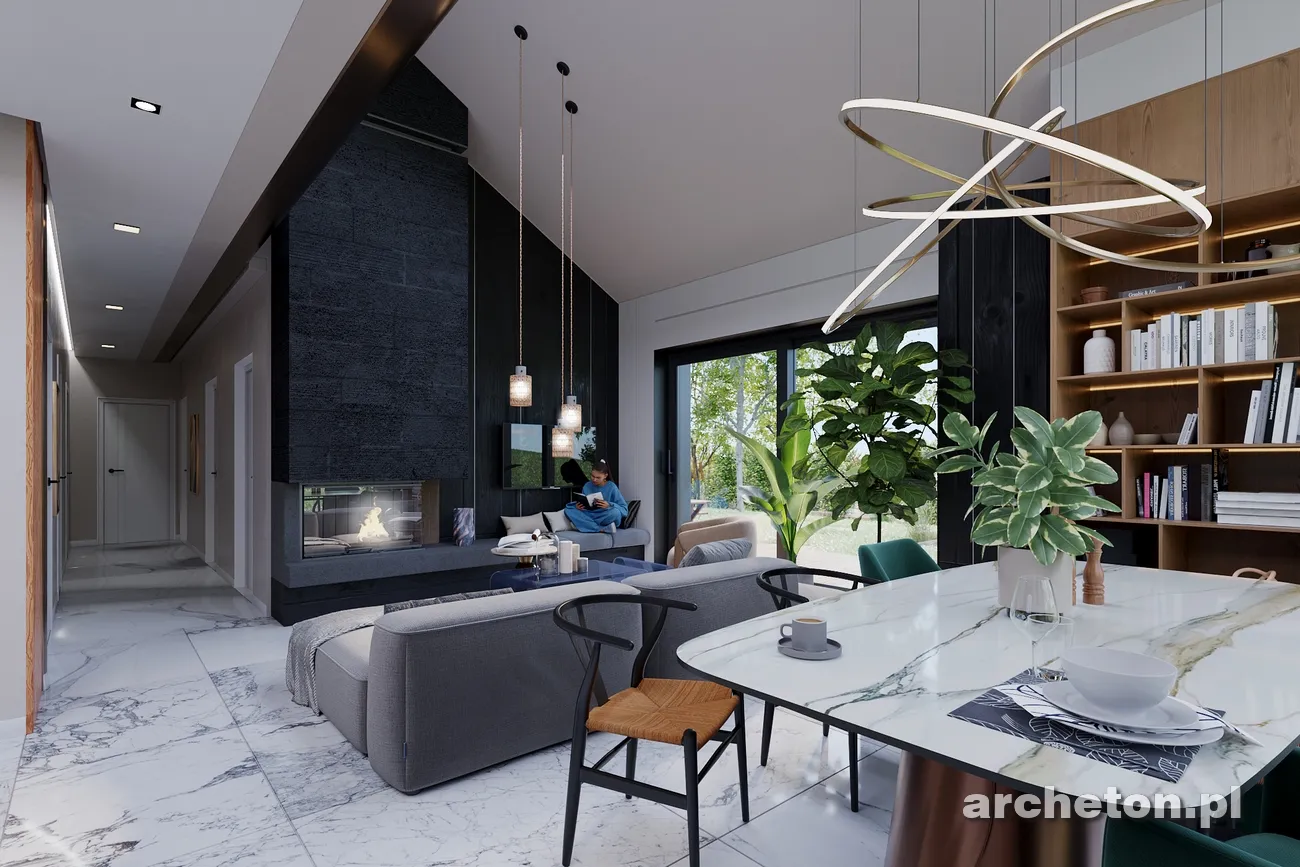 Vieno aukšto namo projektas 103 m²: 3 Miegamieji, Darbo kambarys, 2 Vonios, Atvira virtuvė, be Garažo