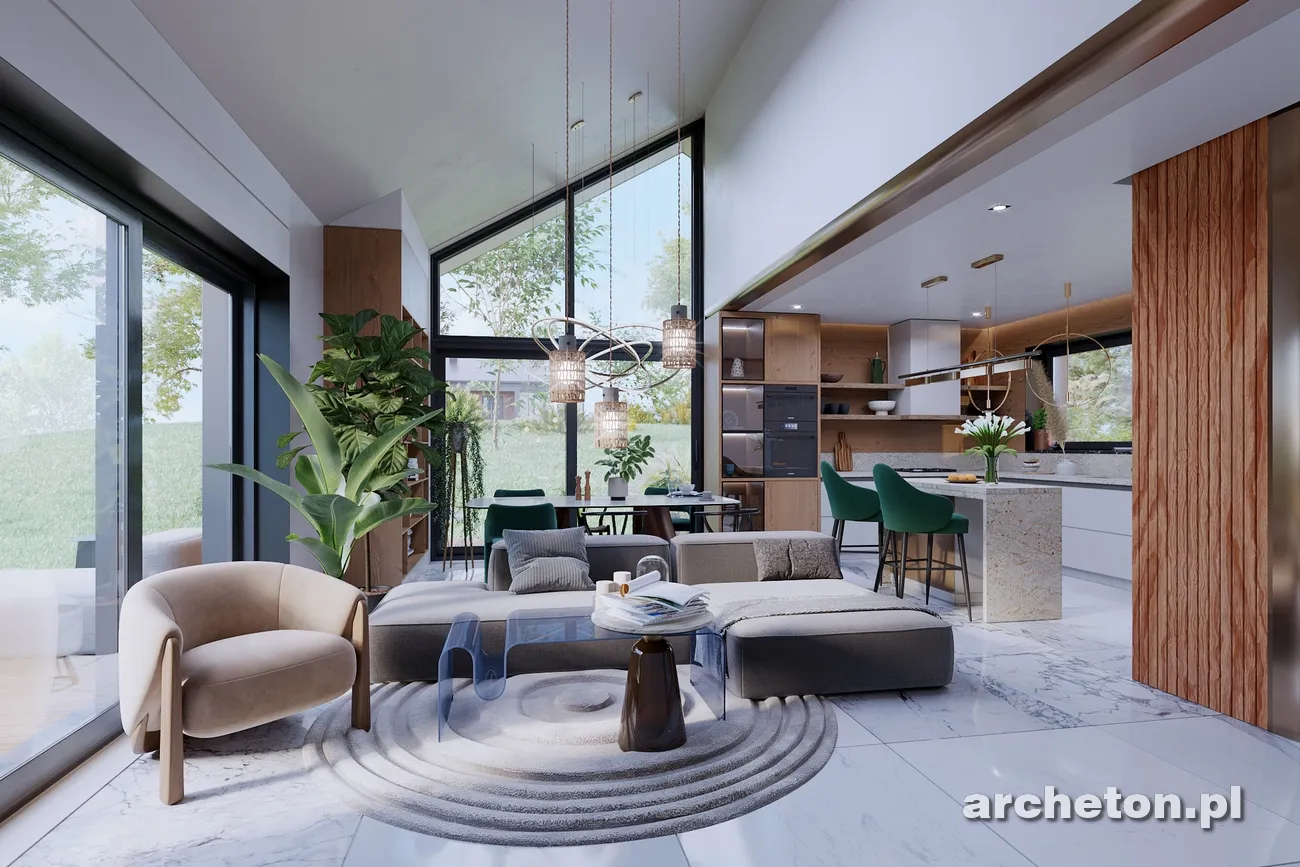Vieno aukšto namo projektas 103 m²: 3 Miegamieji, Darbo kambarys, 2 Vonios, Atvira virtuvė, be Garažo
