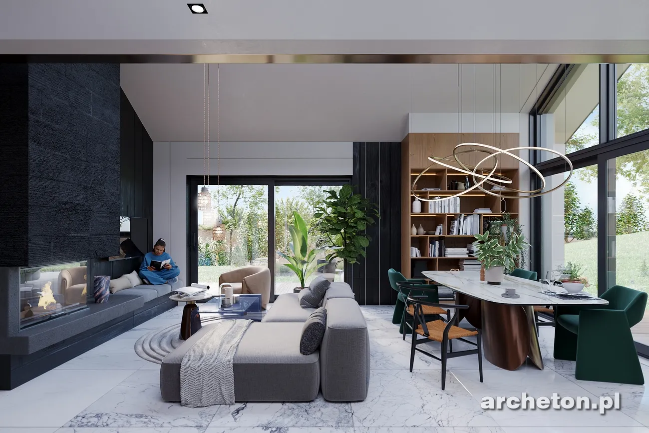Vieno aukšto namo projektas 103 m²: 3 Miegamieji, Darbo kambarys, 2 Vonios, Atvira virtuvė, be Garažo