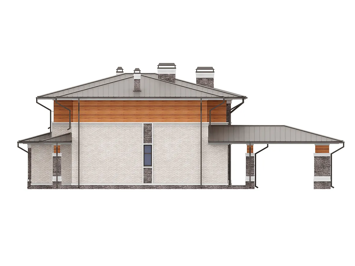 Dviejų aukštų namo projektas 339 m²: 5 Miegamieji, Darbo kambarys, 4 Vonios, Atvira virtuvė, be Garažo
