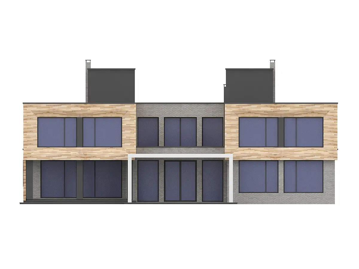 Trijų aukštų namo projektas 461 m²: 6 Miegamieji, Darbo kambarys, 5 Vonios, Atvira virtuvė, be Garažo