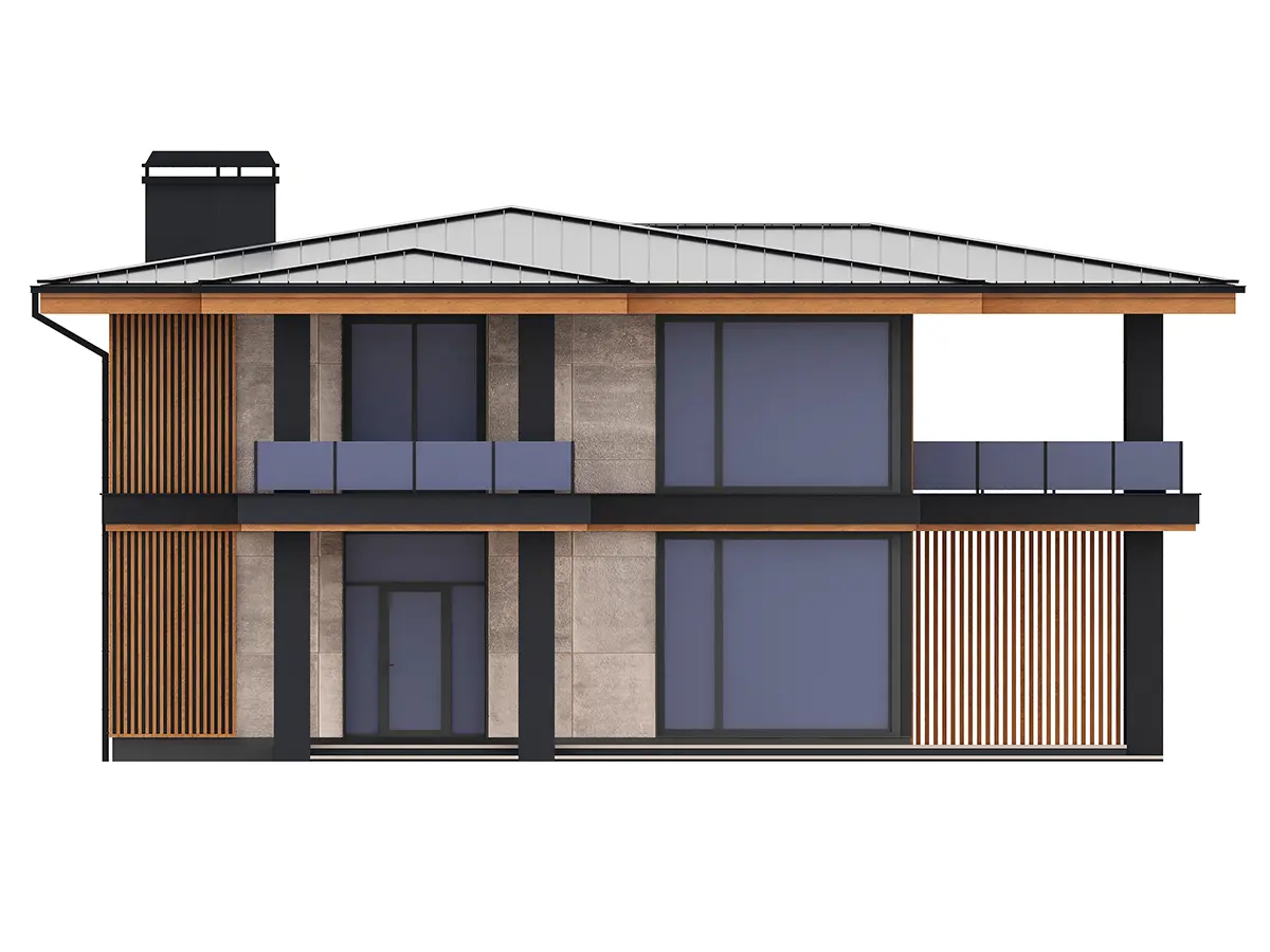 Dviejų aukštų namo projektas 194 m²: 3 Miegamieji, 3 Vonios, Atvira virtuvė, be Garažo