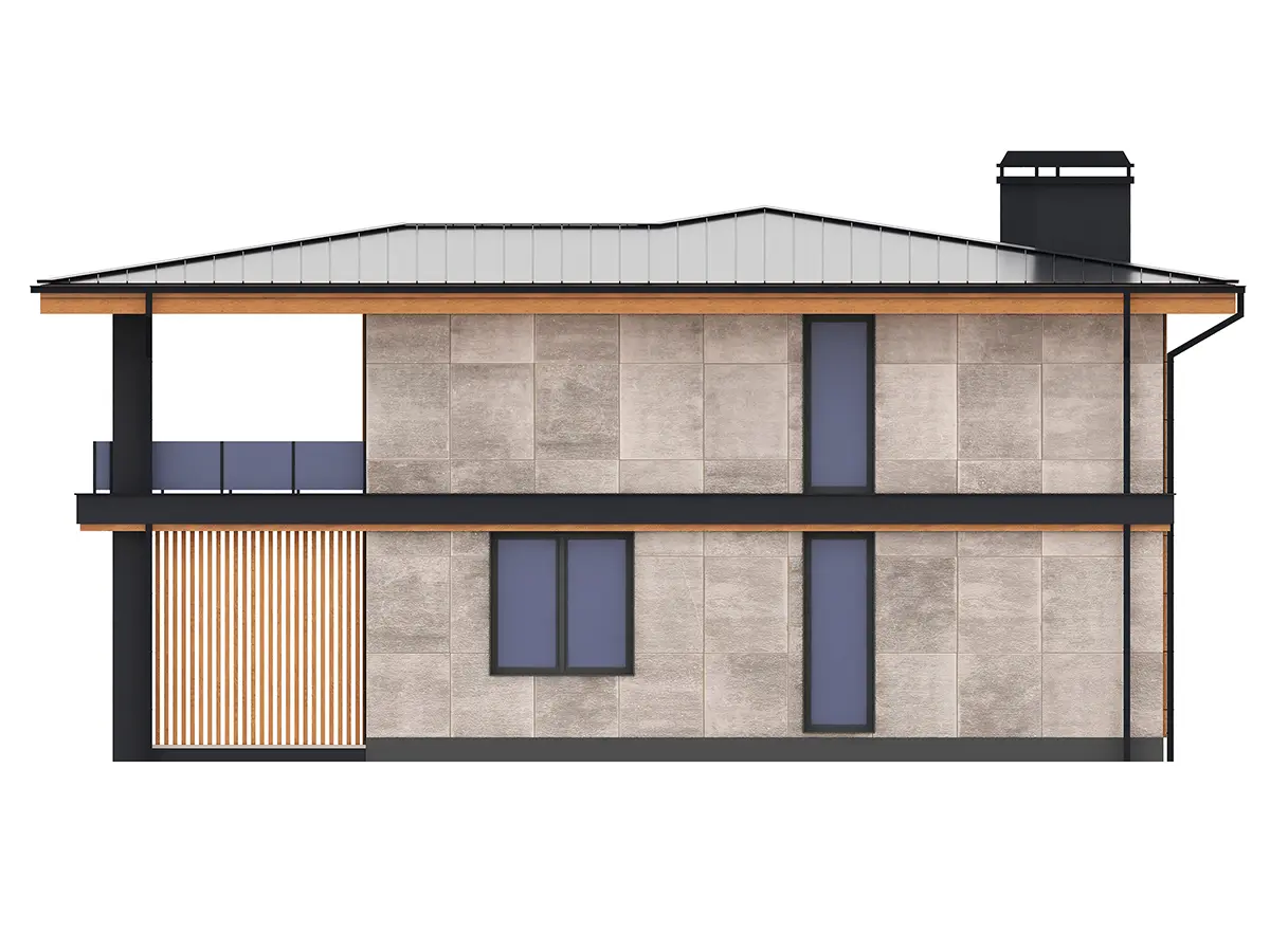 Dviejų aukštų namo projektas 194 m²: 3 Miegamieji, 3 Vonios, Atvira virtuvė, be Garažo