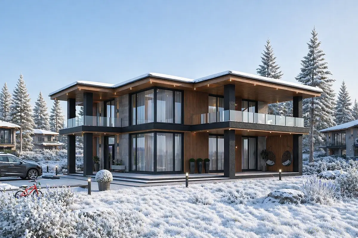 Dviejų aukštų namo projektas 194 m²: 3 Miegamieji, 3 Vonios, Atvira virtuvė, be Garažo