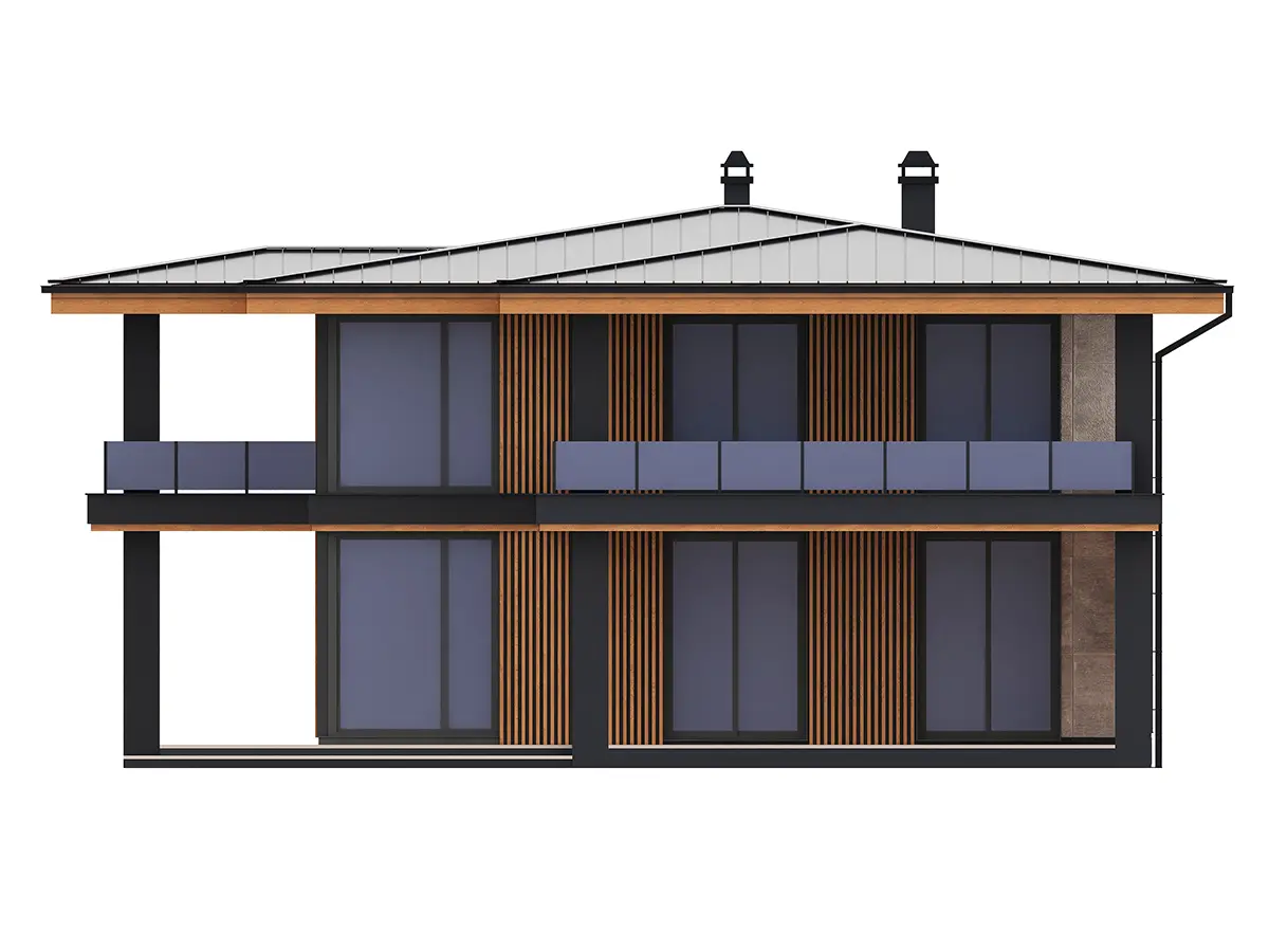 Dviejų aukštų namo projektas 194 m²: 3 Miegamieji, 3 Vonios, Atvira virtuvė, be Garažo