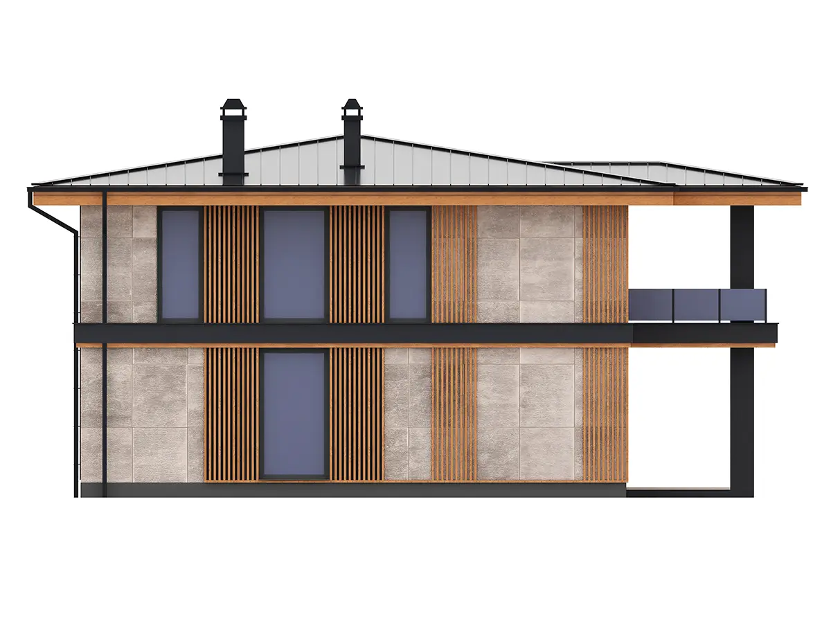 Dviejų aukštų namo projektas 194 m²: 3 Miegamieji, 3 Vonios, Atvira virtuvė, be Garažo