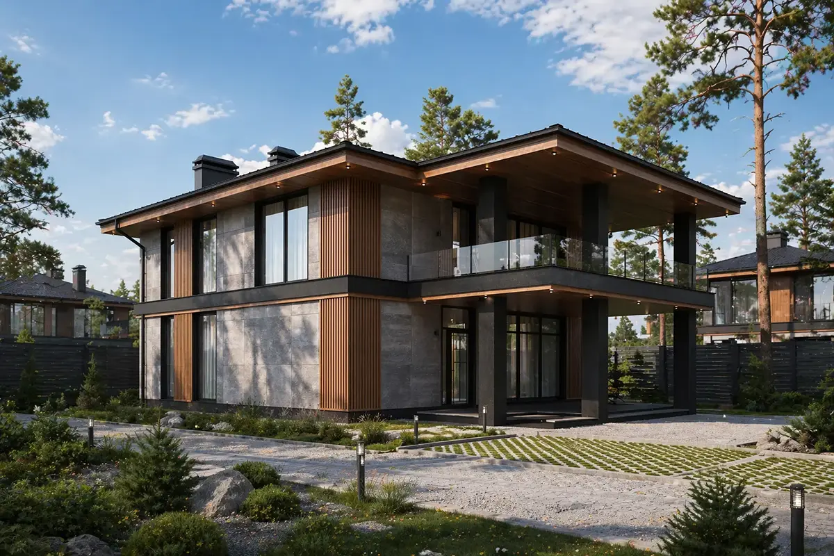 Dviejų aukštų namo projektas 193 m²: 4 Miegamieji, 3 Vonios, Atvira virtuvė, be Garažo
