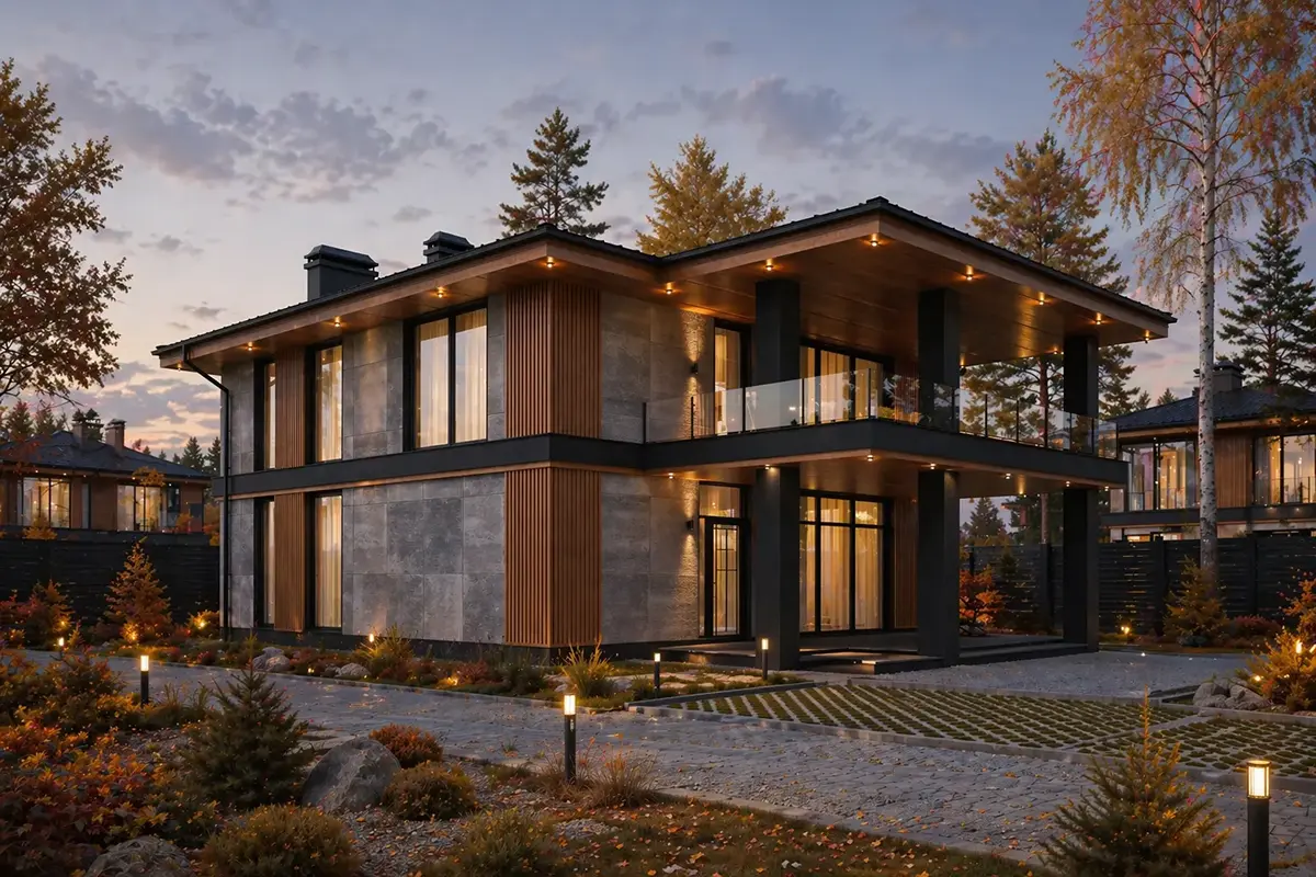 Dviejų aukštų namo projektas 193 m²: 4 Miegamieji, 3 Vonios, Atvira virtuvė, be Garažo