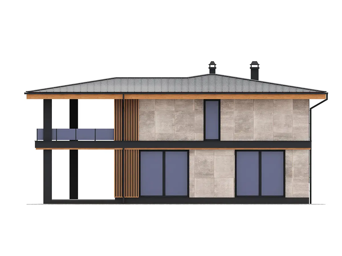 Dviejų aukštų namo projektas 193 m²: 4 Miegamieji, 3 Vonios, Atvira virtuvė, be Garažo