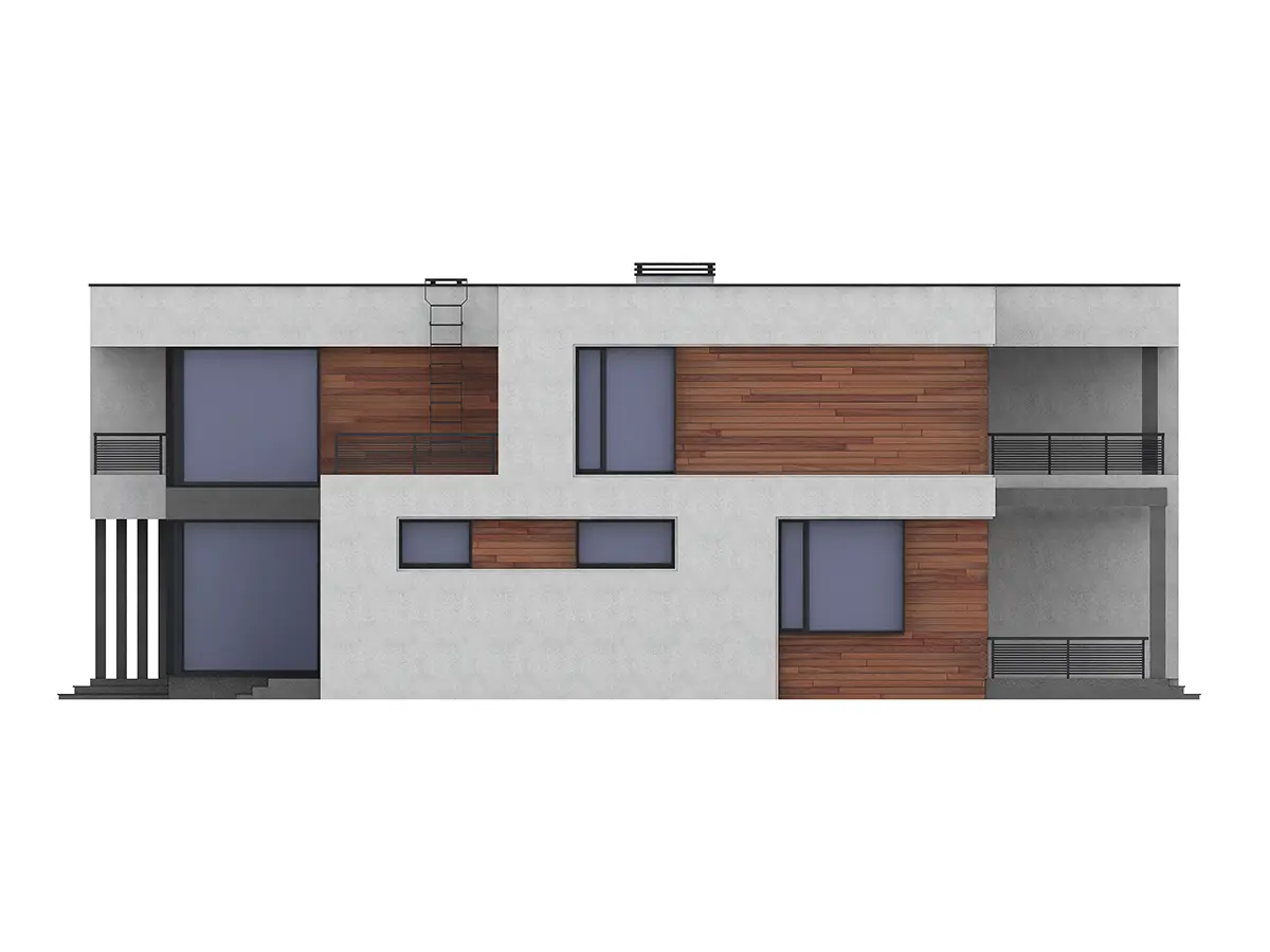 Dviejų aukštų namo projektas 351 m²: 3 Miegamieji, Darbo kambarys, 3 Vonios, Atvira virtuvė, be Garažo