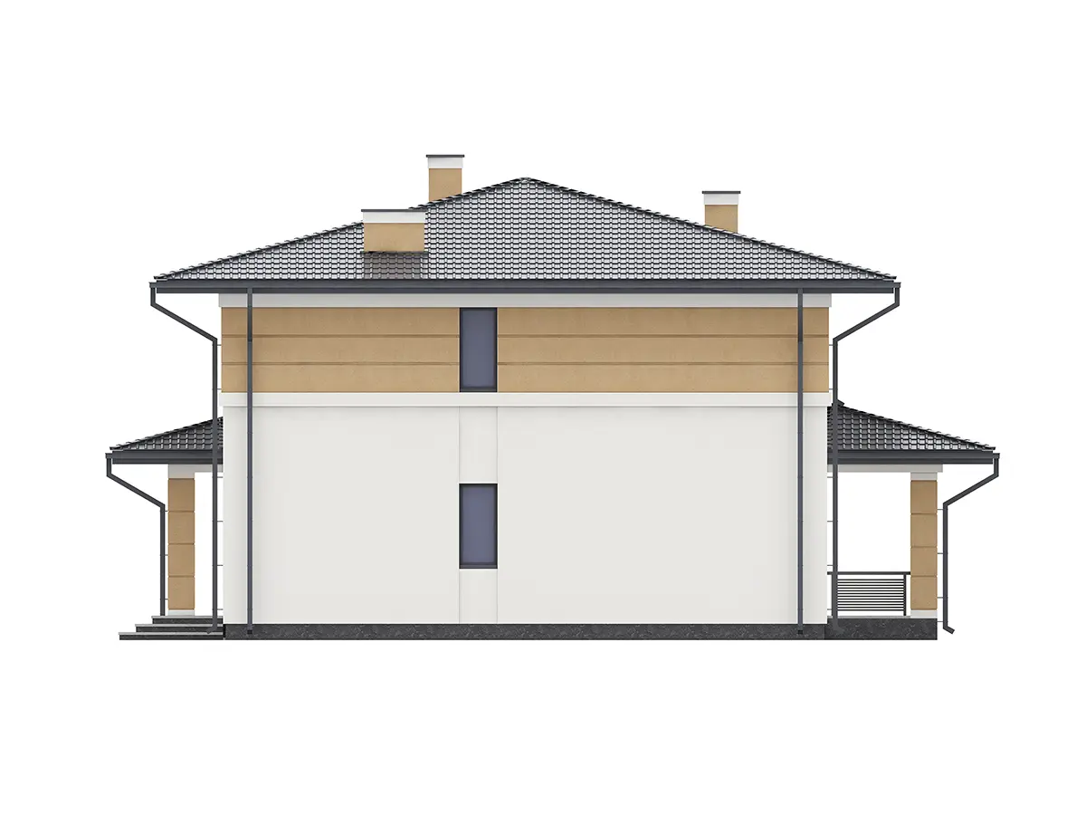 Dviejų aukštų namo projektas 184 m²: 5 Miegamieji, 3 Vonios, Atvira virtuvė, be Garažo