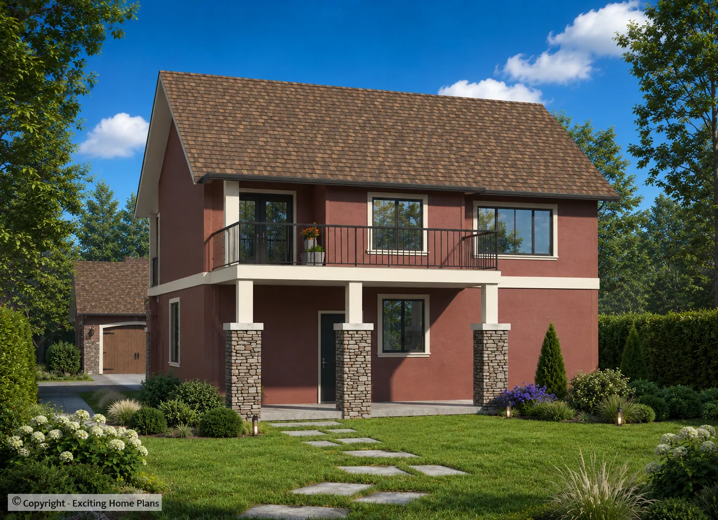 Dviejų aukštų namo projektas 261 m²: 4 Miegamieji, 3 Vonios, Atvira virtuvė, Garažas