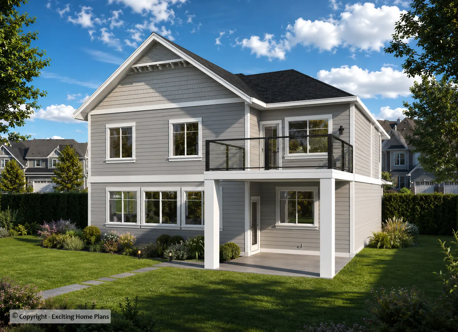 Dviejų aukštų namo projektas 308 m²: 5 Miegamieji, 3 Vonios, Atvira virtuvė, Garažas