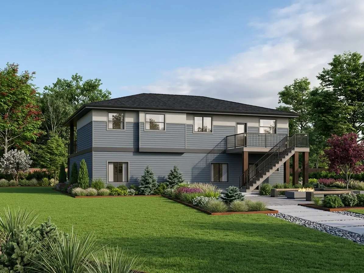 Dviejų aukštų namo projektas 307 m²: 5 Miegamieji, 3 Vonios, Atvira virtuvė, Garažas