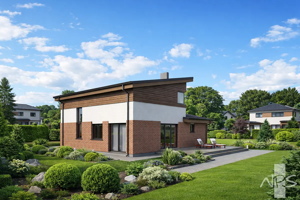 Dviejų aukštų namo projektas 157 m²: 3 Miegamieji, 2 Vonios, Atvira virtuvė, Garažas