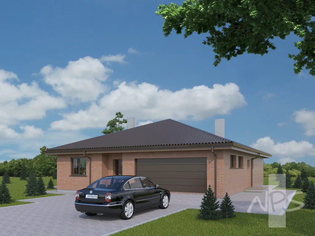 Vieno aukšto namo projektas 168 m²: 3 Miegamieji, 1 Vonios, Garažas