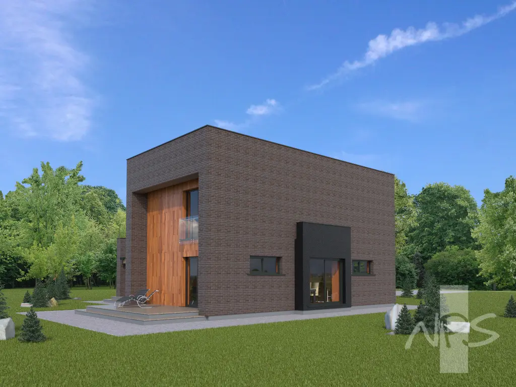 Dviejų aukštų namo projektas 183 m²: 2 Miegamieji, 2 Vonios, Atvira virtuvė, Garažas