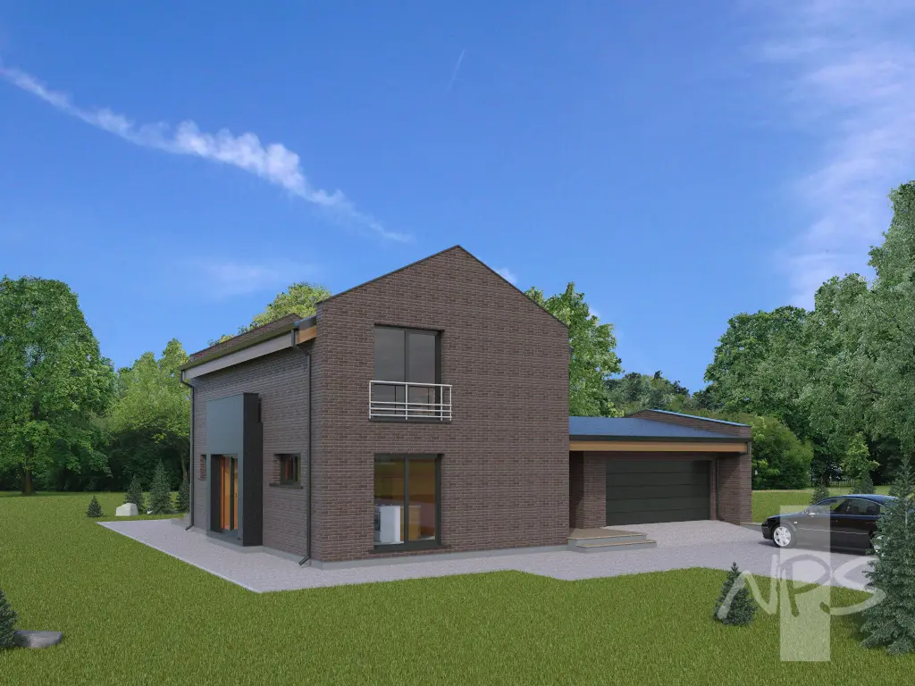 Dviejų aukštų namo projektas 183 m²: 2 Miegamieji, 2 Vonios, Atvira virtuvė, Garažas