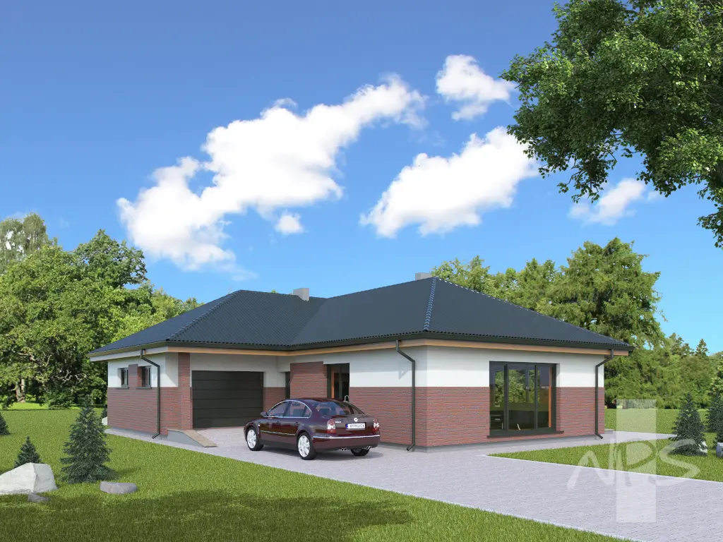 Vieno aukšto namo projektas 135 m²: 3 Miegamieji, 1 Vonios, be Garažo