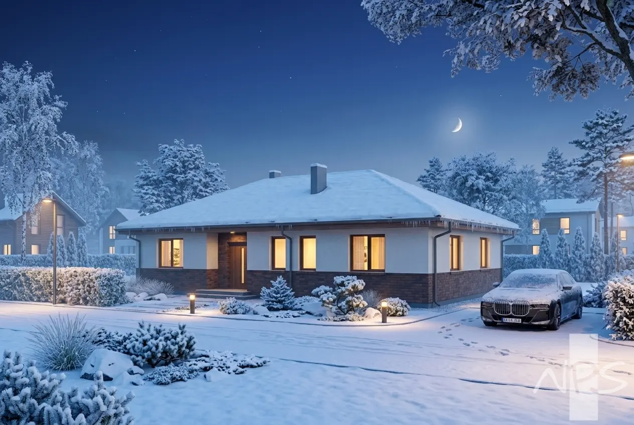 Vieno aukšto namo projektas 126 m²: 3 Miegamieji, 2 Vonios, Atvira virtuvė, be Garažo
