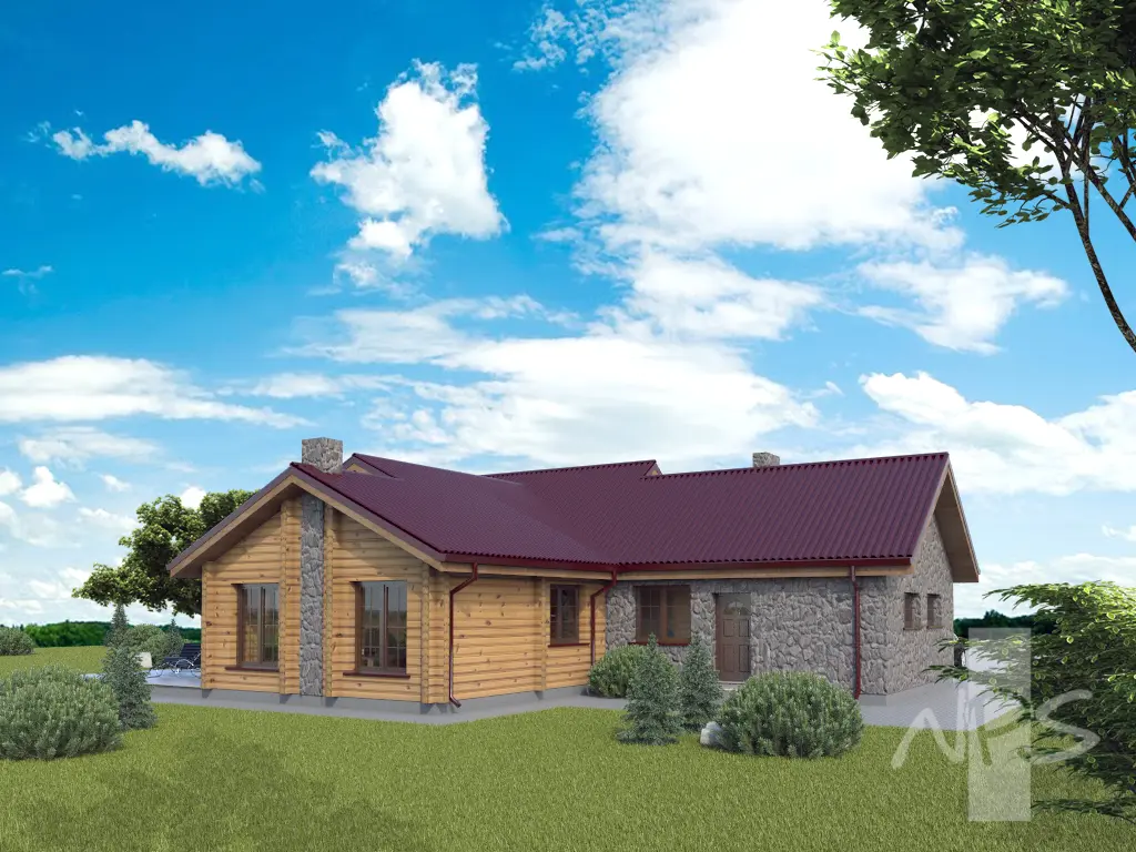Vieno aukšto namo projektas 163 m²: 4 Miegamieji, Darbo kambarys, 2 Vonios, Garažas