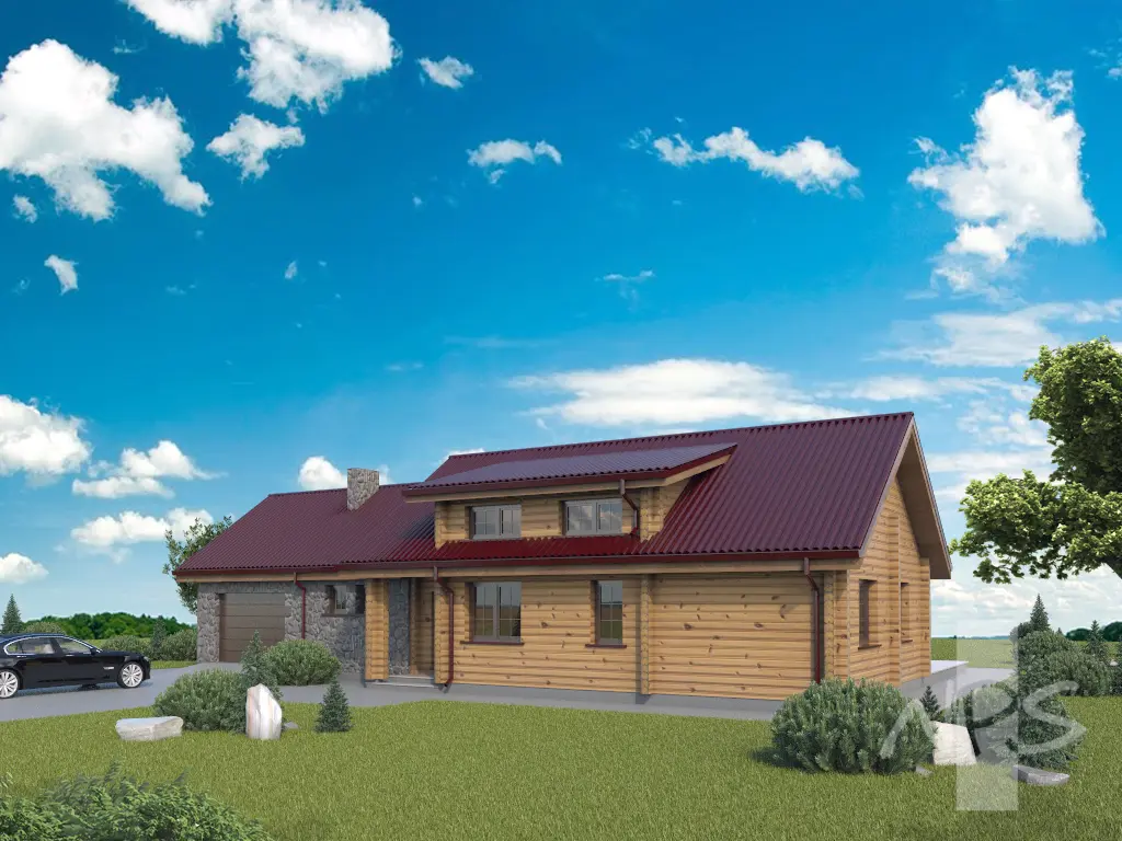 Vieno aukšto namo projektas 163 m²: 4 Miegamieji, Darbo kambarys, 2 Vonios, Garažas