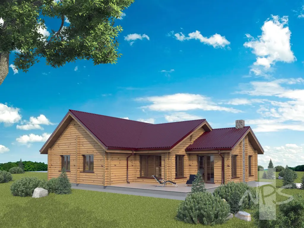 Vieno aukšto namo projektas 163 m²: 4 Miegamieji, Darbo kambarys, 2 Vonios, Garažas