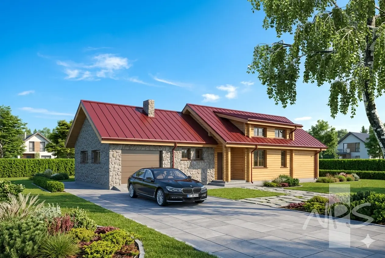 Vieno aukšto namo projektas 163 m²: 4 Miegamieji, Darbo kambarys, 2 Vonios, Garažas
