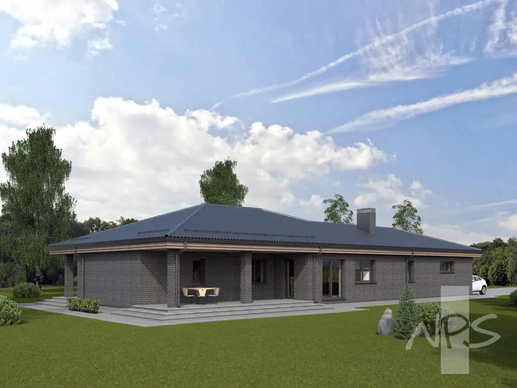 Namo projektas 199 m²: Aukšto, 3 Miegamieji, Darbo kambarys, 1 Vonios, Garažas
