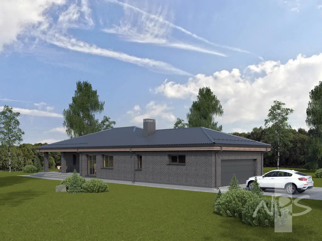 Namo projektas 199 m²: Aukšto, 3 Miegamieji, Darbo kambarys, 1 Vonios, Garažas