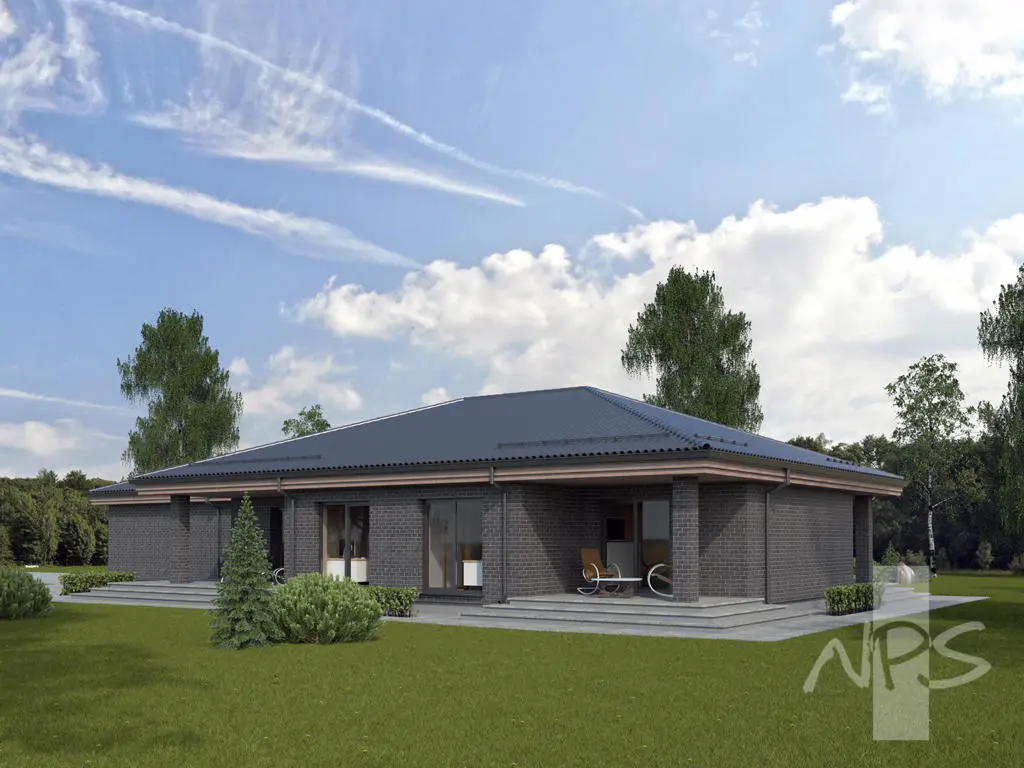 Namo projektas 199 m²: Aukšto, 3 Miegamieji, Darbo kambarys, 1 Vonios, Garažas