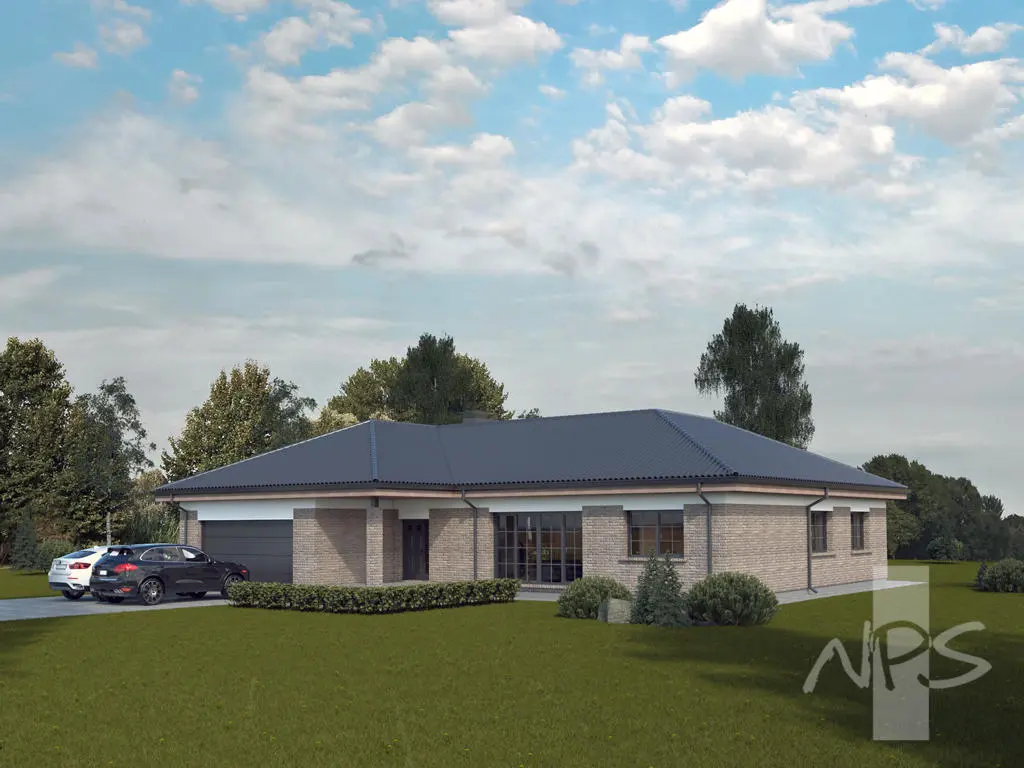 Namo projektas 173 m²: Aukšto, 4 Miegamieji, 1 Vonios, Atvira virtuvė, Garažas