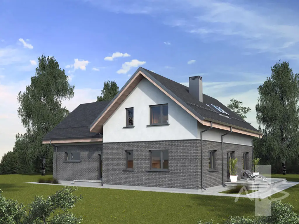 Namo projektas 210 m²: Vieno aukšto su mansarda, 4 Miegamieji, Darbo kambarys, 3 Vonios, Garažas