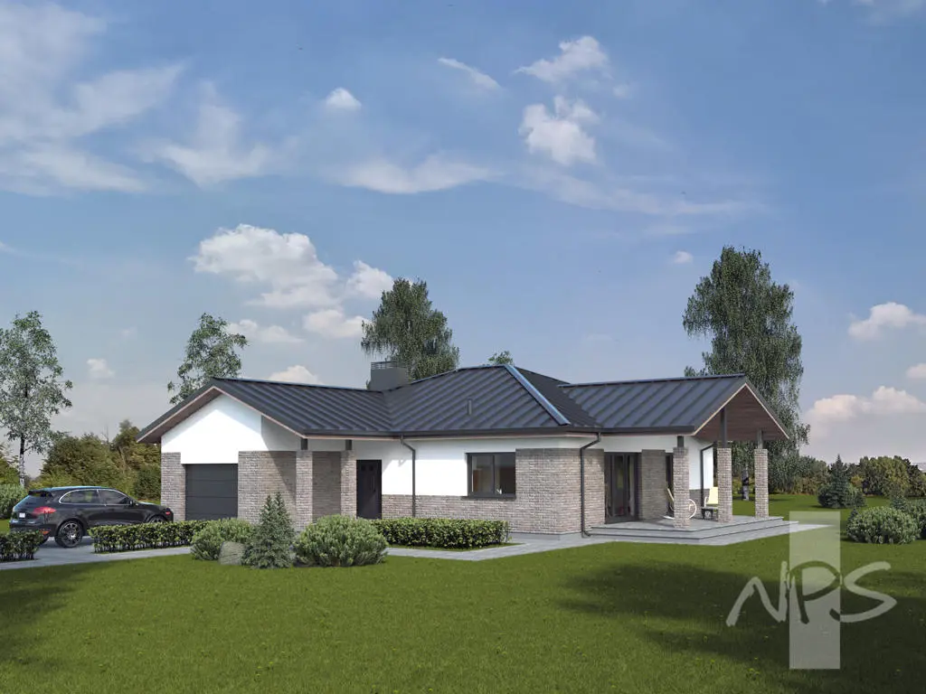Namo projektas 147 m²: Aukšto, 3 Miegamieji, 2 Vonios, Atvira virtuvė, Garažas