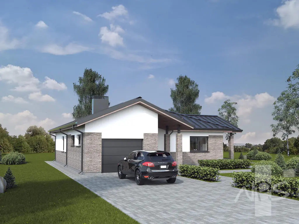 Namo projektas 147 m²: Aukšto, 3 Miegamieji, 2 Vonios, Atvira virtuvė, Garažas