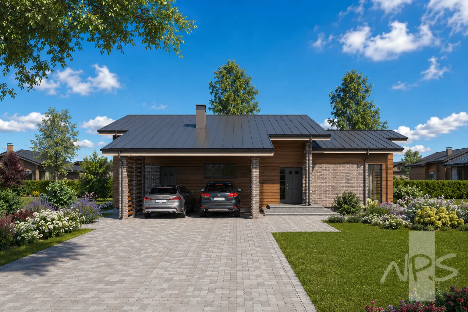 Namo projektas 175 m²: Aukšto, 3 Miegamieji, 2 Vonios, Atvira virtuvė, Stoginė