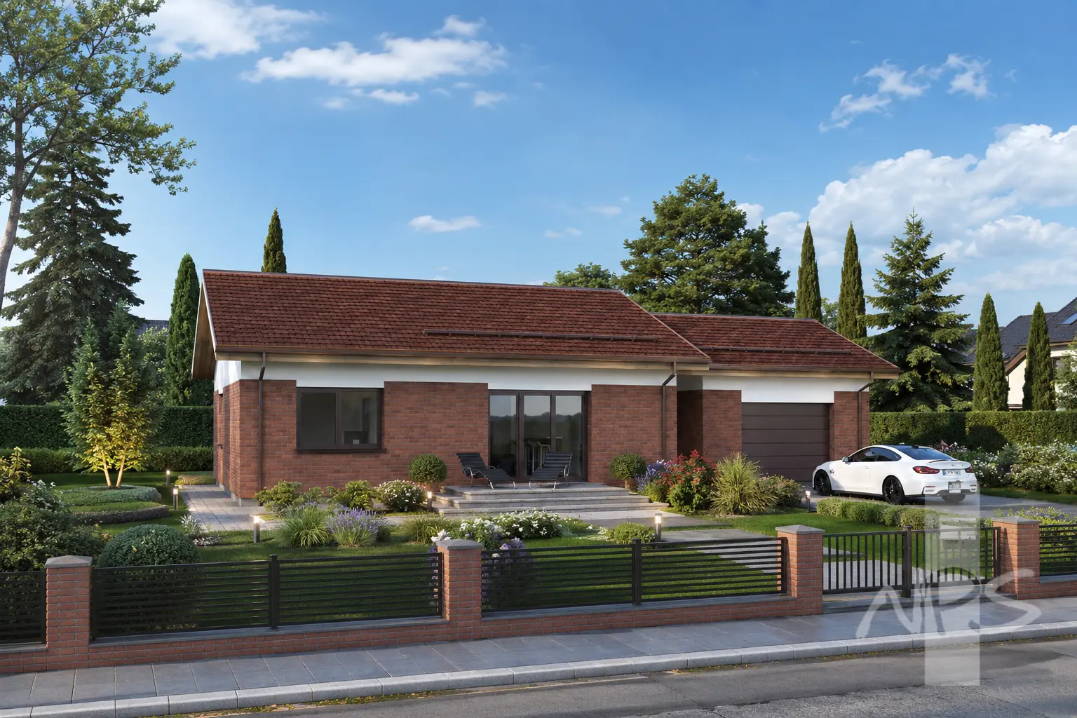 Namo projektas 118 m²: Aukšto, 3 Miegamieji, 1 Vonios, Atvira virtuvė, Garažas