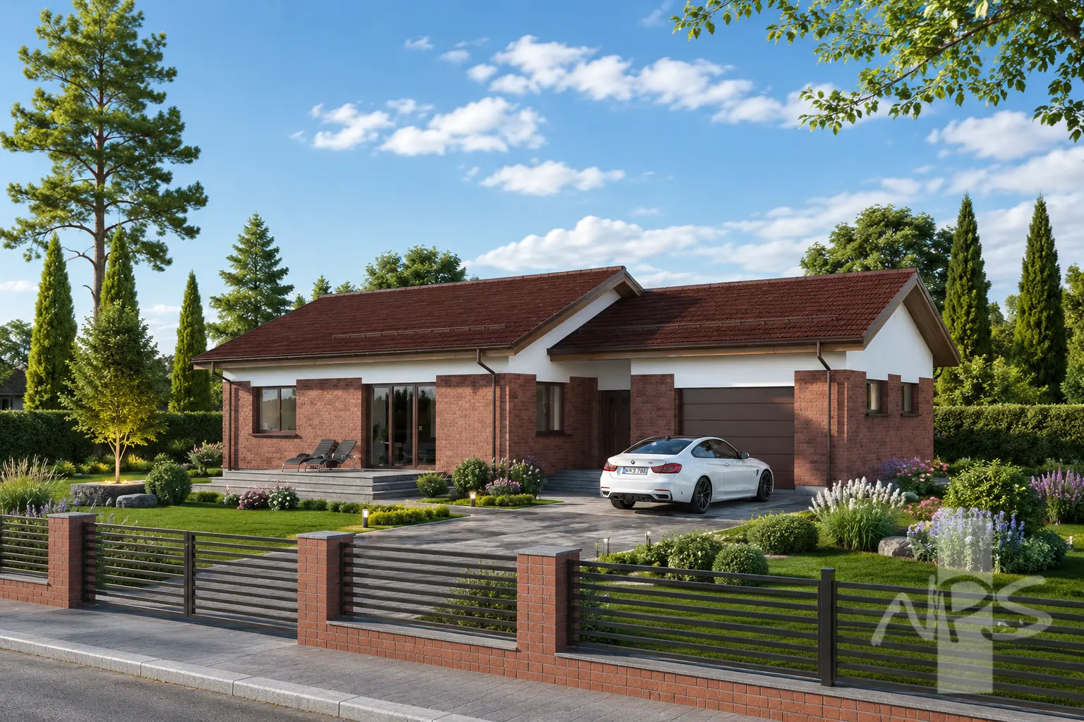 Namo projektas 118 m²: Aukšto, 3 Miegamieji, 1 Vonios, Atvira virtuvė, Garažas