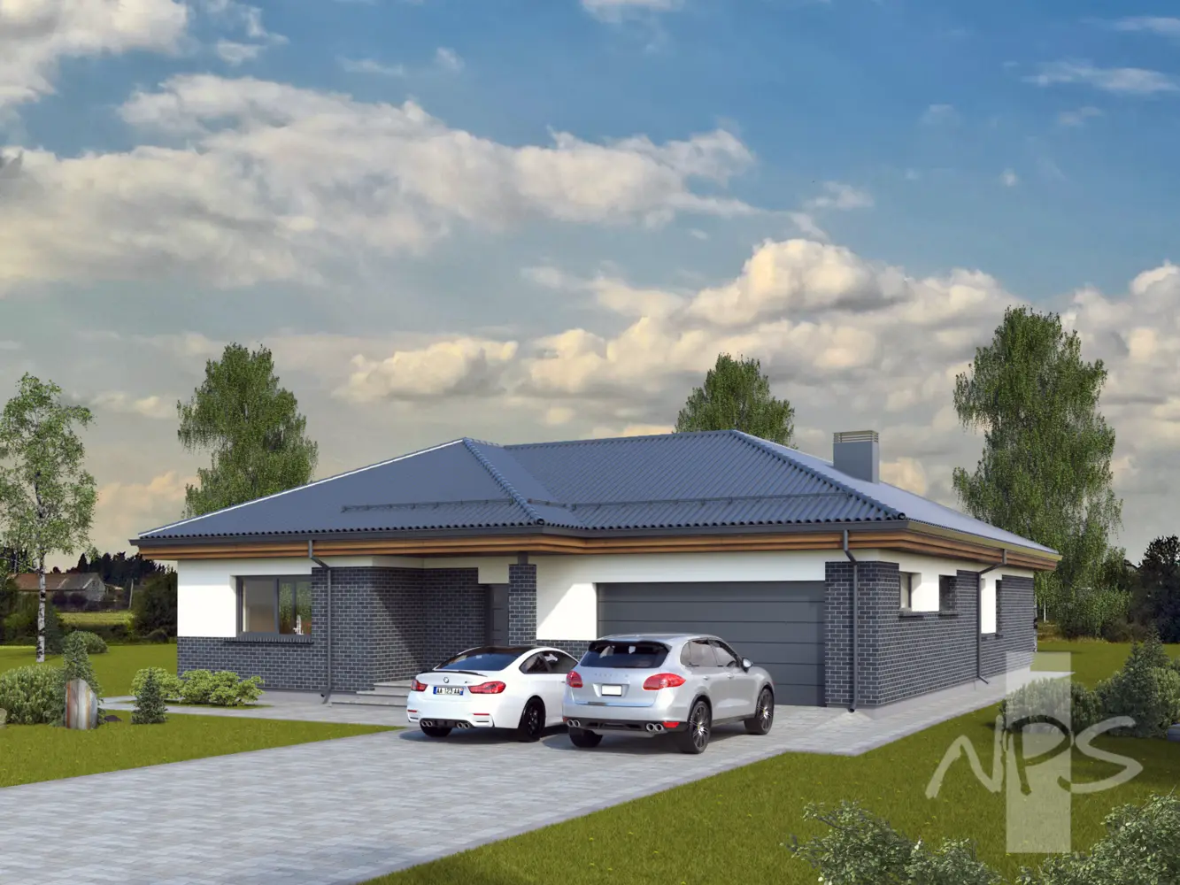 Namo projektas 189 m²: Aukšto, 3 Miegamieji, 2 Vonios, Atvira virtuvė, Garažas