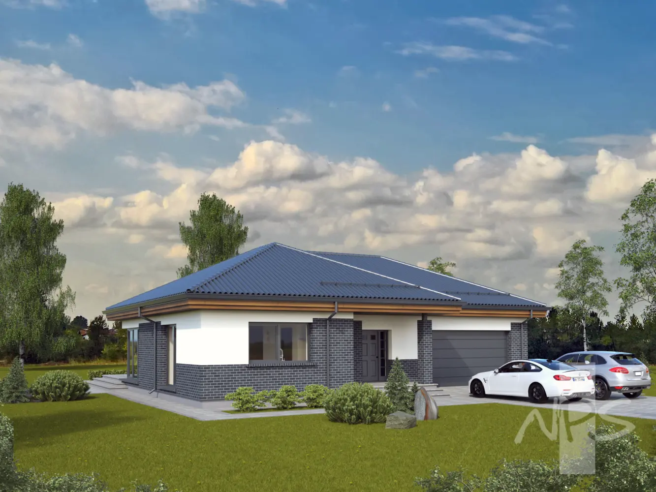 Namo projektas 189 m²: Aukšto, 3 Miegamieji, 2 Vonios, Atvira virtuvė, Garažas