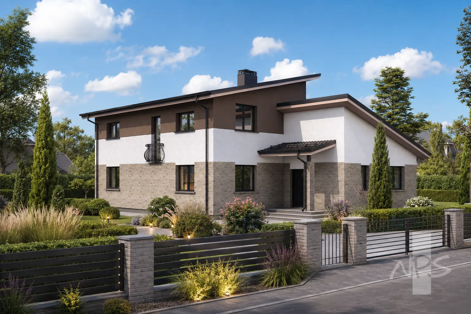 Namo projektas 190 m²: Aukšto, 4 Miegamieji, Darbo kambarys, 3 Vonios