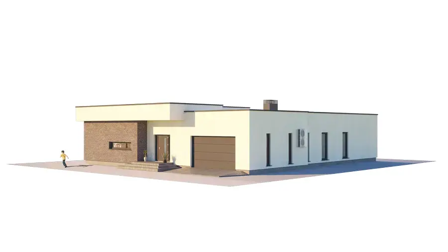 Vieno aukšto namo projektas 216 m²: 3 Miegamieji, Darbo kambarys, 2 Vonios, Atvira virtuvė, Garažas