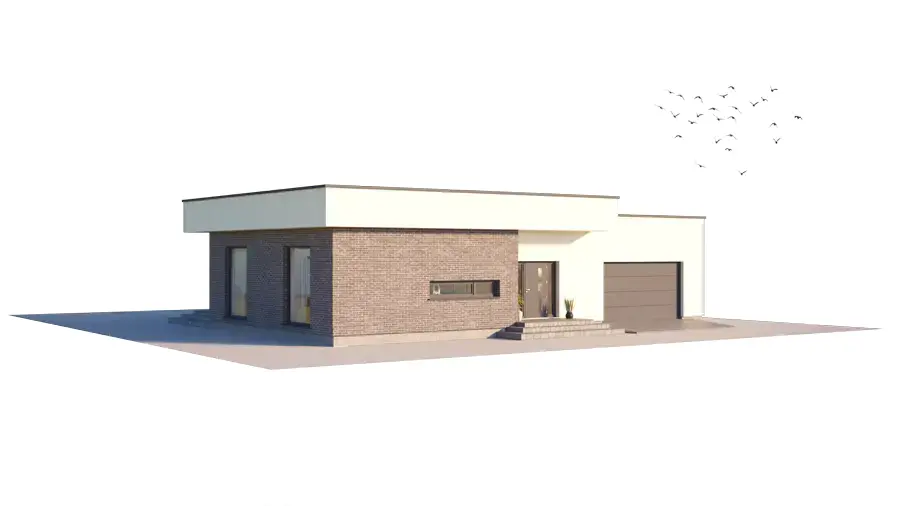 Vieno aukšto namo projektas 216 m²: 3 Miegamieji, Darbo kambarys, 2 Vonios, Atvira virtuvė, Garažas