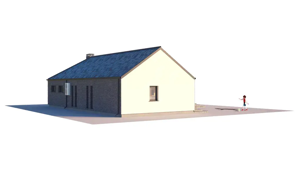 Vieno aukšto namo projektas 165 m²: 3 Miegamieji, 1 Vonios, Atvira virtuvė, Garažas