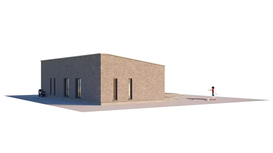 Vieno aukšto namo projektas 153 m²: 3 Miegamieji, 2 Vonios, Atvira virtuvė, Garažas