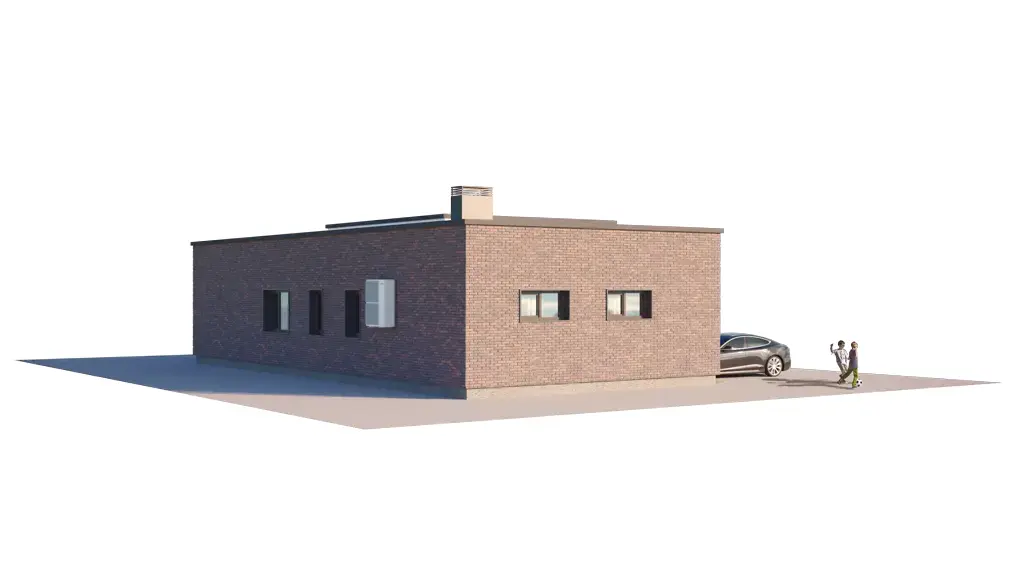Vieno aukšto namo projektas 138 m²: 3 Miegamieji, 1 Vonios, Atvira virtuvė, Garažas