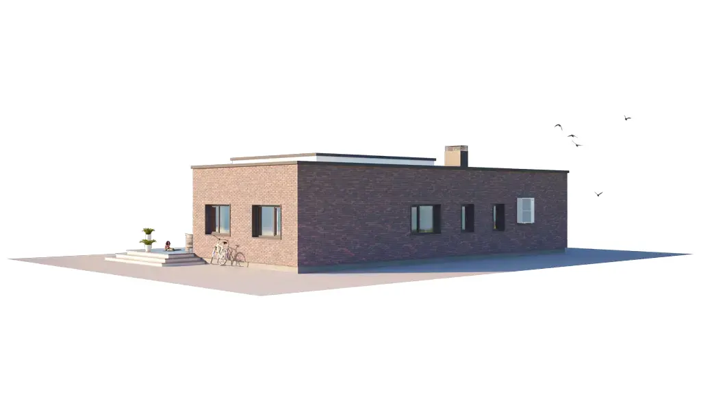 Vieno aukšto namo projektas 138 m²: 3 Miegamieji, 1 Vonios, Atvira virtuvė, Garažas